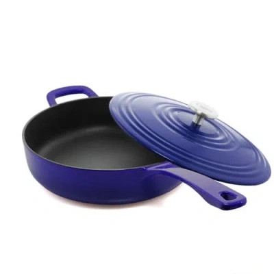 Chantal 5 Qt. Round Cast-iron Saute Skillet W/ Lid In Blue