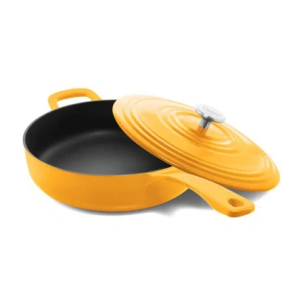 Chantal 5 Qt. Round Cast-iron Saute Skillet W/ Lid In Yellow