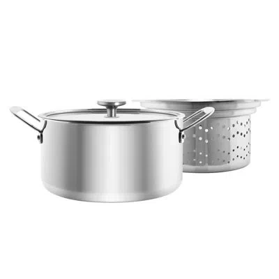 Chantal 7 Qt. Steel Steamer Pot With Lid In Silver