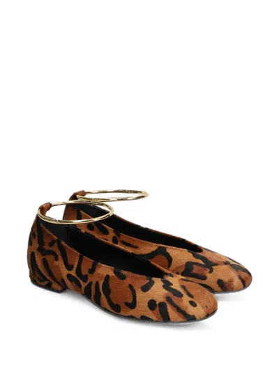 Chantal Animal-print Bangle-detail Ballet Flats In Black