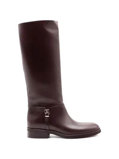 Chantal Buckle-strap Leather Boots In Multi