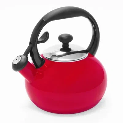 Chantal Button 1.8 Quarts Carbon Steel Whistling Stovetop Teakettle In Red