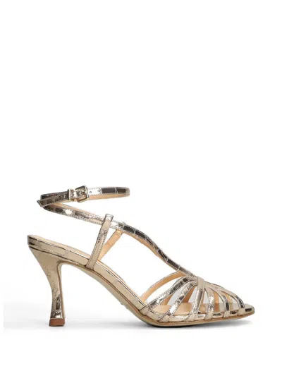 Chantal Crocodile-effect Multi-strap Sandals In Silver