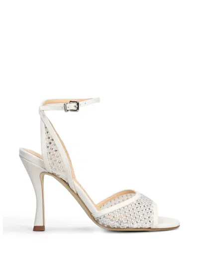 Chantal Crystal-embellished Mesh-panel Sandals In White