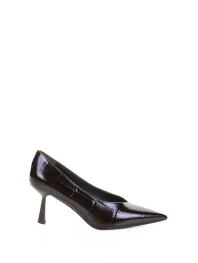 Chantal Dark Brown Crocodile Print Pump In Blue