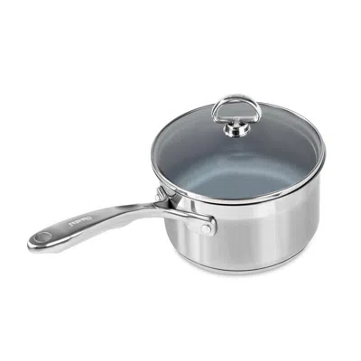 Chantal Induction 21 Steel 2 Qt. Saucepan W/ Ceramic Coating And Glass Lid In Metallic