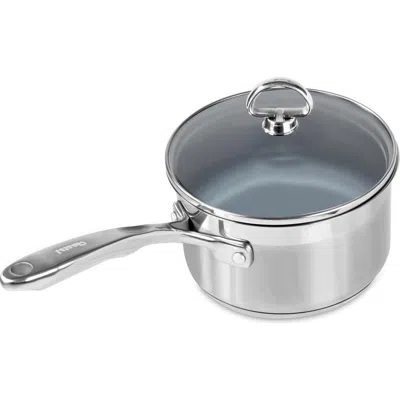 Chantal Induction 21 Steel 2 Qt. Saucepan W/ Ceramic Coating And Glass Lid In Silver