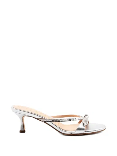 Chantal Jewel-appliqué Leather Sandals In Silver
