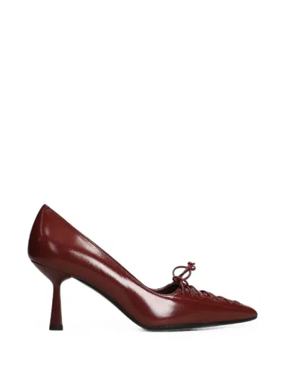 Chantal Lace-up Pointed-toe Pumps In Brown