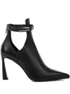 Chantal Leather Heel Ankle Boots In Black