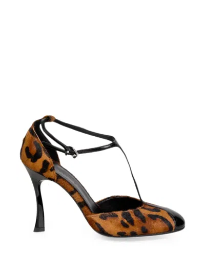 Chantal Leopard-print T-bar Pumps In Multi