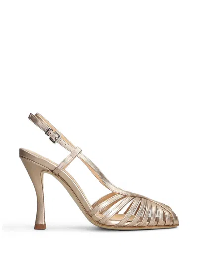 Chantal Metallic Cage-detail Sandals In Gold