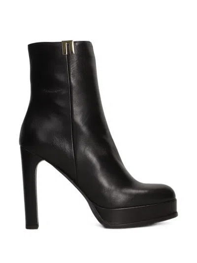 Chantal Platform Leather Ankle Boots In Black