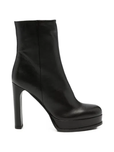 Chantal Platform Leather Ankle Boots In Black
