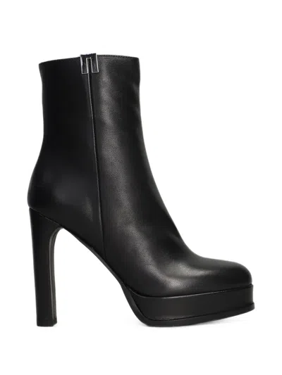 Chantal Platform Leather Boots In Black