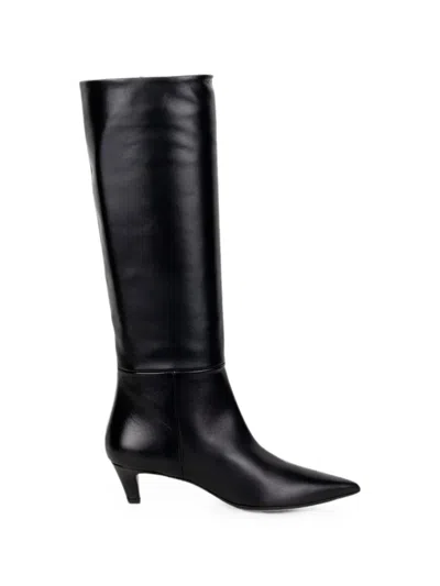 Chantal Pointed-toe Kitten-heel Boots In Black