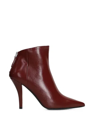 Chantal Pointed-toe Leather Ankle Boots In Brown