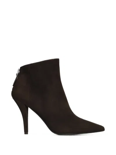 Chantal Pointed-toe Suede Ankle Boots In Brown