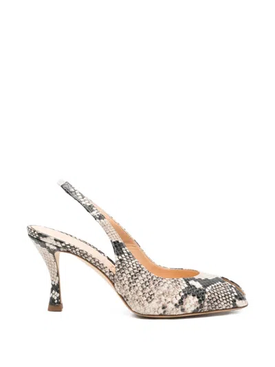 Chantal Snakeskin-effect Peep-toe Sandals In Neutral