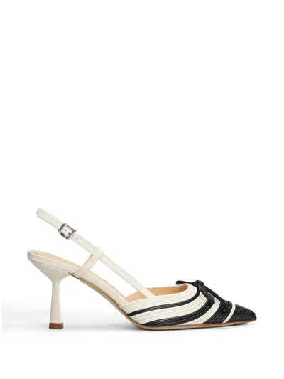 Chantal Striped Bow-detail Pumps In White
