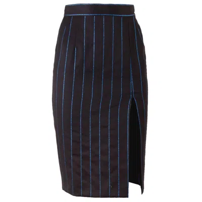 Pre-owned Chantal Thomass 1980's Nwt Black Pinstripe Pencil Skirt