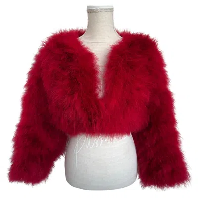 Pre-owned Chantal Thomass Red Marabou Feather Bolero Jacket