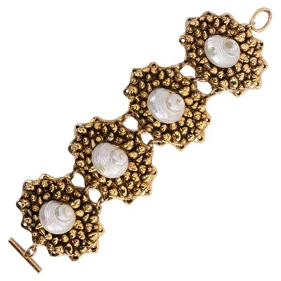 Pre-owned Chantal Thomass Shell Bracelet In Articulated Gilded Metal In Multi