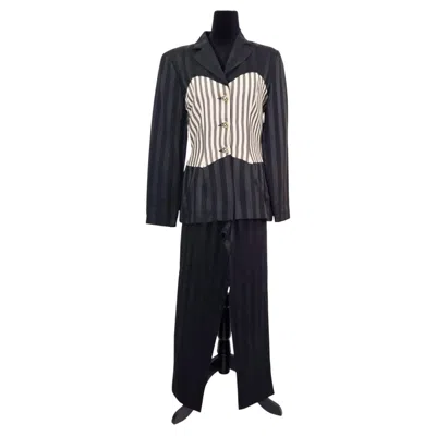 Pre-owned Chantal Thomass Vintage 1990s Striped Pantsuit In Black