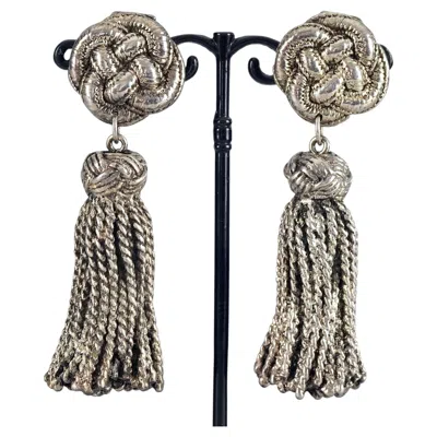 Pre-owned Chantal Thomass Vintage  Gilt Braided Passementerie Tassel Drop Earrings In Multi