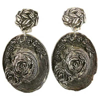 Pre-owned Chantal Thomass Vintage Massive Hat Dangling Earrings In Black