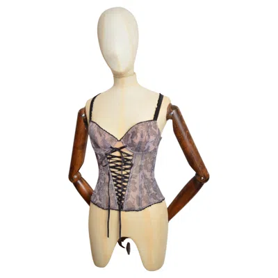 Pre-owned Chantal Thomass Y2k Pink & Black Trompe L'œil Lace Corset Ribbon Detail Bustier