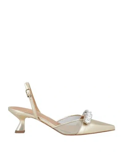 Chantal Woman Pumps Gold Size 8 Textile Fibers