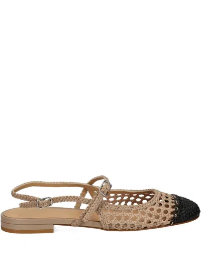 Chantal Woven Slingback Flat Pumps In Neutral