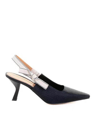 Chantal Ivory Leather Black Slingback Dcollet In Gray