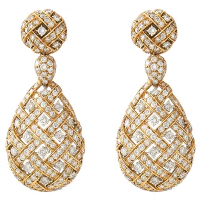 Pre-owned Chantecler 10.20 Ct Diamond Drop Earrings In 18k Yellow And White Gold