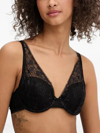 Chantelle Day To Night Lace-overlay Underwired Bra In Black