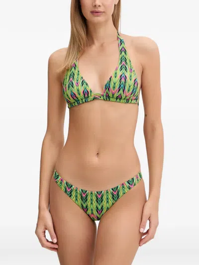 Chantelle Easy Pop Chevron-print Halterneck Bikini In Green