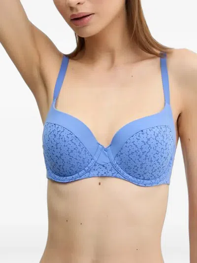 Chantelle Easyfeel Norah Floral-lace Underwired Bra In Blue