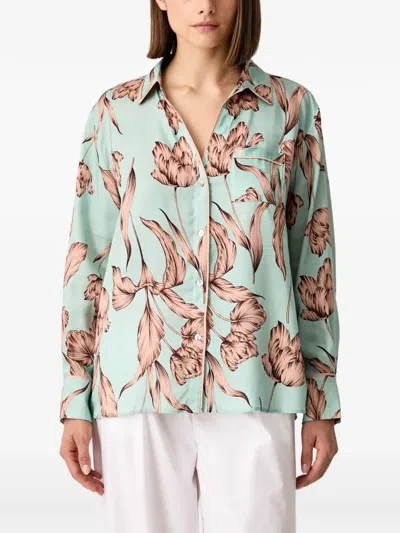 Chantelle Eliot Floral-print Pajama Shirt In Green