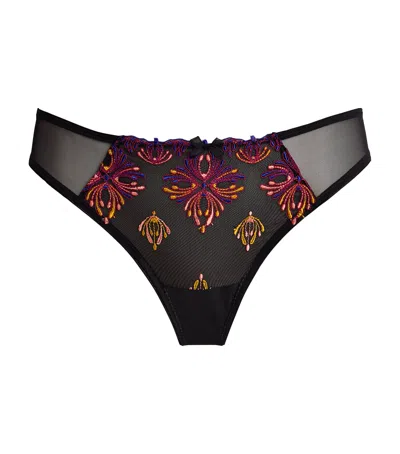 Chantelle Embroidered Champs Elysees Tanga In Black