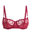 Chantelle Womens Candy Apple Fleurs Lace Balconette Bra In Red