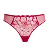 Chantelle Embroidered Fleurs Tanga In Burgundy