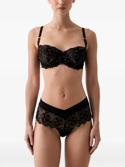 Chantelle Embroidered Mesh Bra In Black