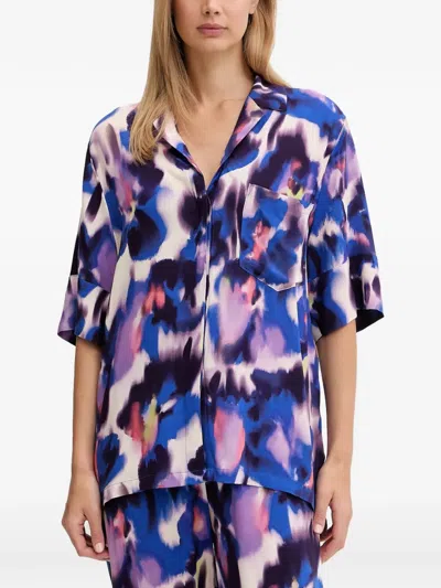 Chantelle Explore Abstract-print Short-sleeve Shirt In Blue