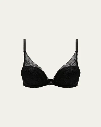 Chantelle Festivite Lace Plunge Bra, Bright Pink In Black