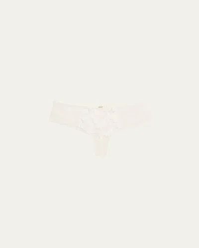 Chantelle Fleurs Floral Velvet Tulle Hipster Briefs In Satin Milk