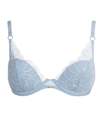 Chantelle Fleurs Plunge T-shirt Bra In Blue