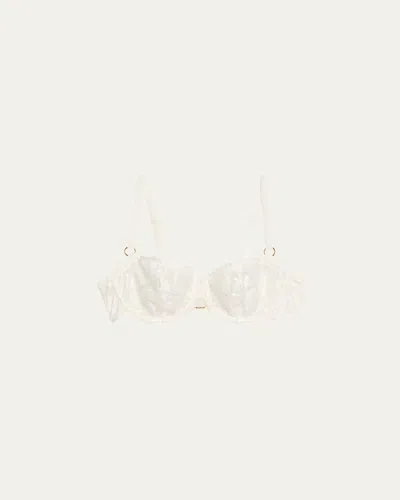 Chantelle Fleurs Velvet Applique Demi Bra In Satin Milk