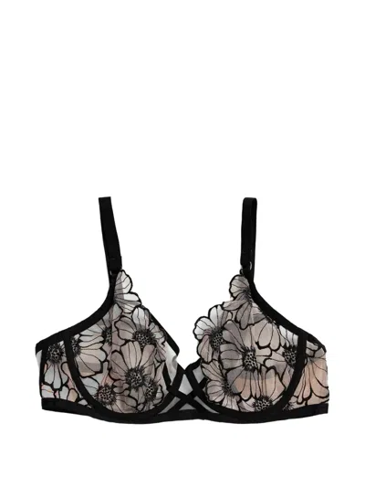Chantelle Floral-applique Bra In Black