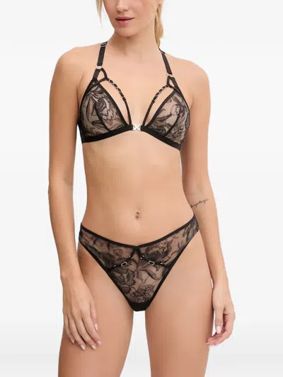 Chantelle Floral-lace Ring-detail Bra In Black